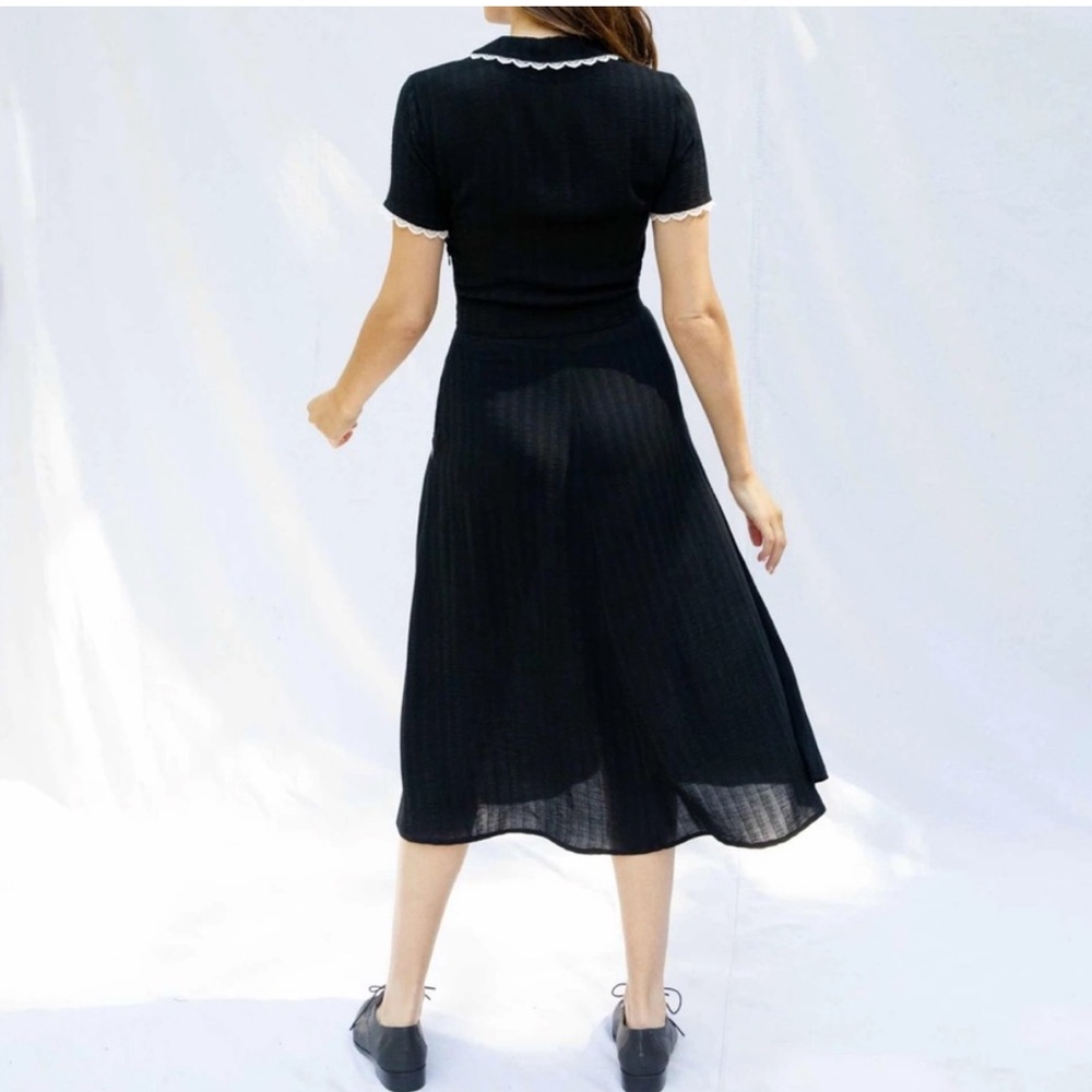 Christy Dawn Black Midi Dress with White Trim - Picture 4 of 13